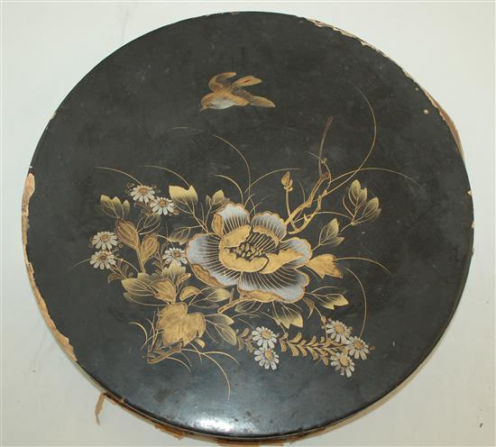 A Japanese lacquered boxed porcelain supper set, c.1900, total diam.31.5cm